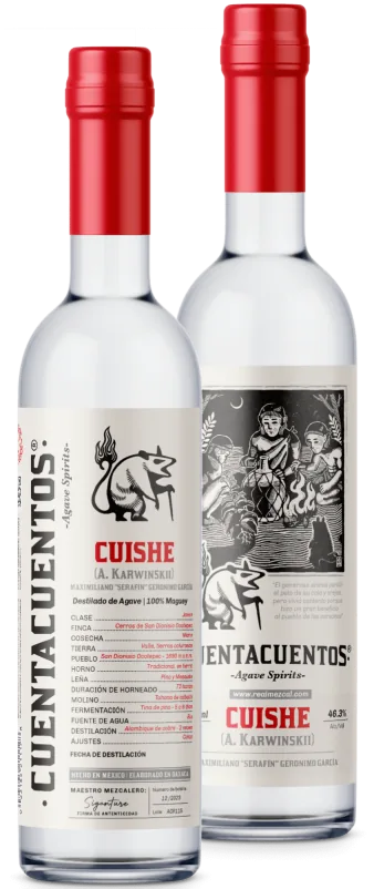 Cuentacuentos Cuishe mezcal bottles