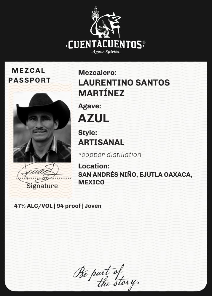 Cuentacuentos Azul 47% · 750 mL 5 × 7 shelf talker · Grayscale