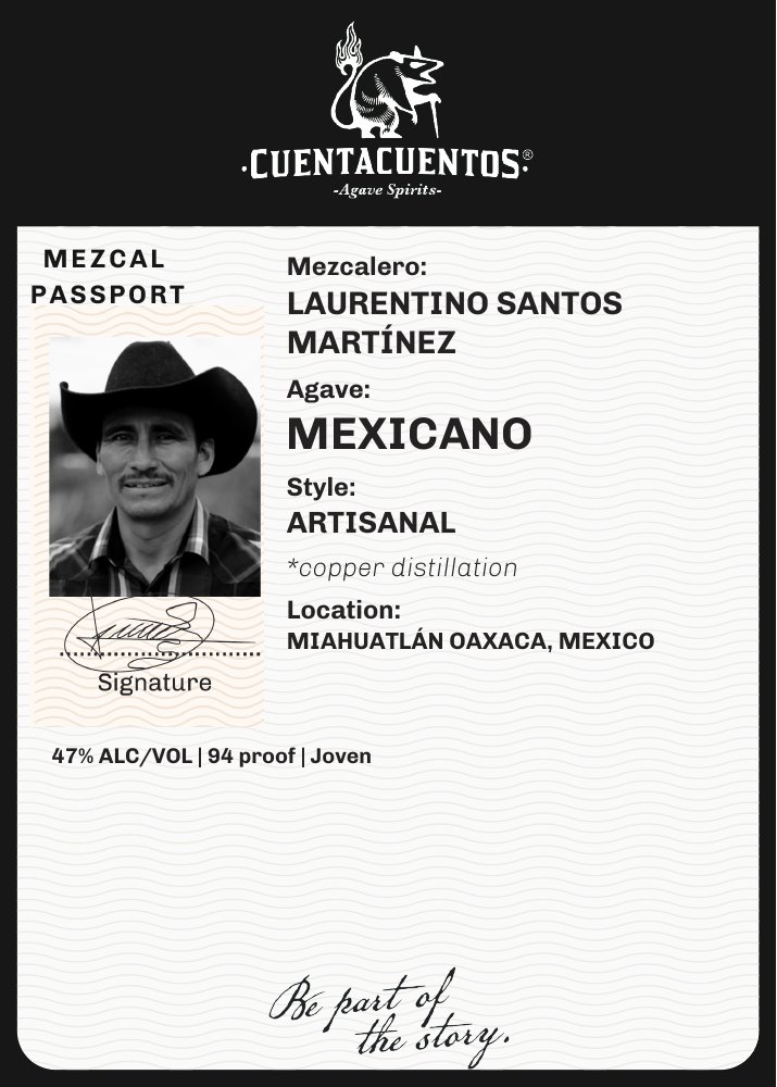 Cuentacuentos Mexicano 47% · 750 mL 5 × 7 shelf talker · Grayscale